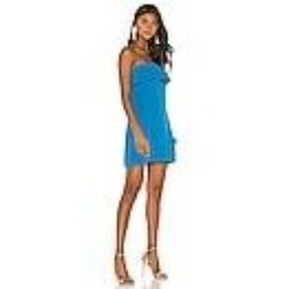 Amanda Uprichard Tally Strapless Dress $207 Size Medium Electric Teal Revolve - Picture 2 of 7